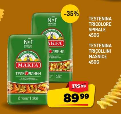 TESTENINA TRICOLORE SPIRALE 450G / TESTENINA TRIÇOLLINI MAŠNICE 450G
