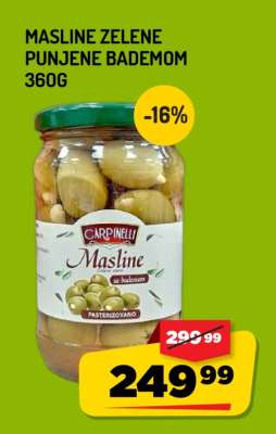Masline zelene punjene bademom 360g