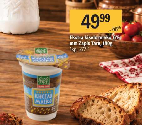 Ekstra kiselo mleko 6% mm Zapis Tare, 180g