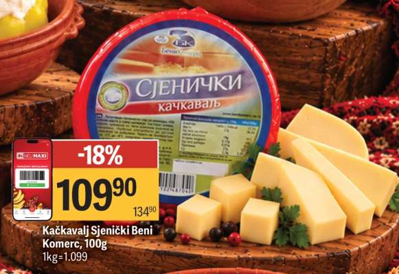 Kačkavalj Sjenički Beni Komerc , 100g