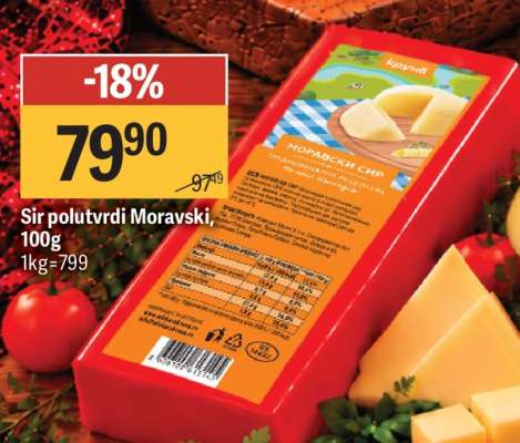 Sir polutvrdi Moravski, 100g