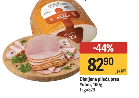 Dimljena pileća prsa Yuhor, 100g