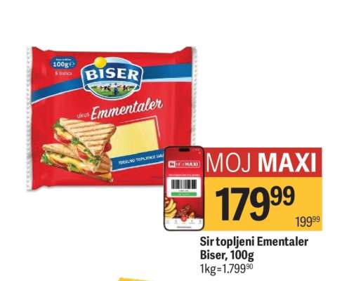 Sir topljeni Ementaler Biser, 100g