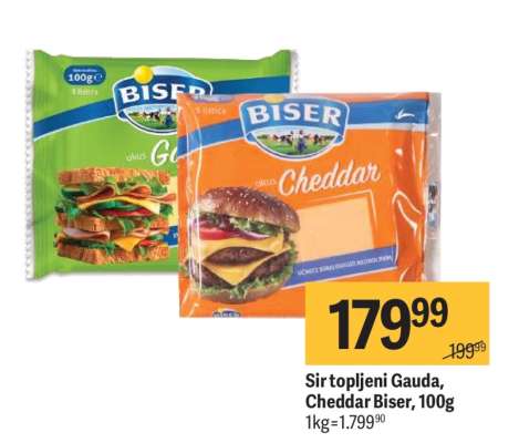 Sir topljeni Gauda, Cheddar Biser, 100g