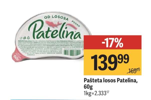Pašteta losos Patelina, 60g