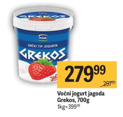 Voćni jogurt jagoda Grekos, 700g