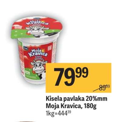 Kisela pavlaka 20%mm Moja Kravica, 180g