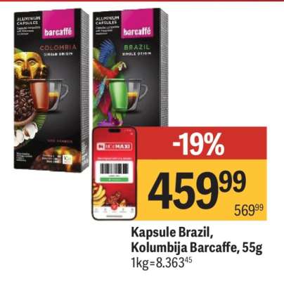 Kapsule Brazil, Kolumbija Barcaffe, 55g