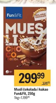 Musli čokolada i kakao Fun&Fit, 250g