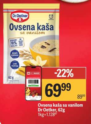 Ovsena kaša sa vanilom Dr Oetker, 62g