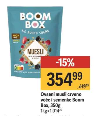 Ovseni musli crveno voće i semenke Boom Box, 350g