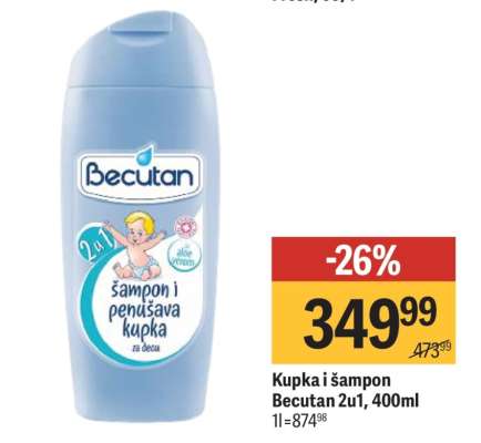 Kupka i šampon Becutan 2u1, 400ml