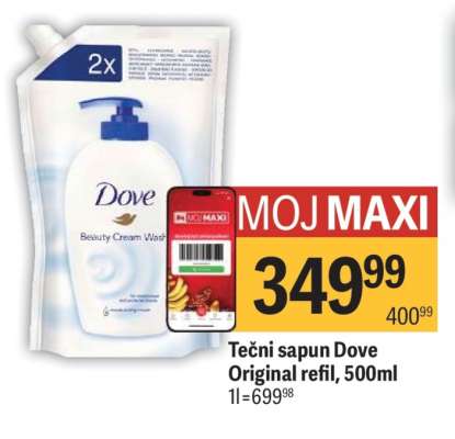 Tečni sapun Dove Original refil 500ml