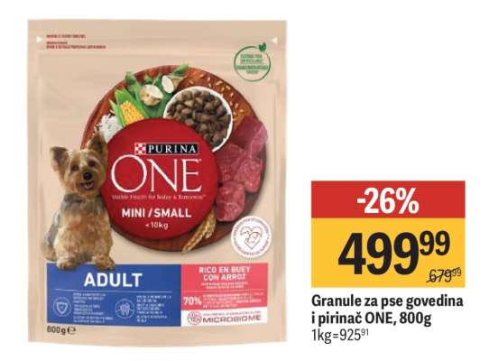 Granule za pse govedina i pirinač ONE, 800g