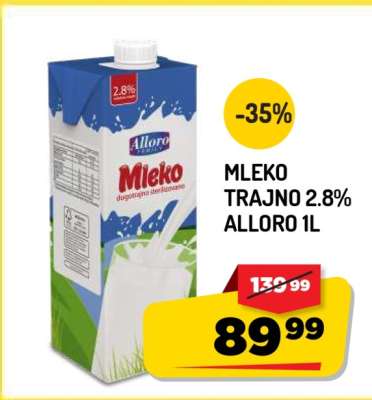 Mleko trajno 2,8% Alloro 1l
