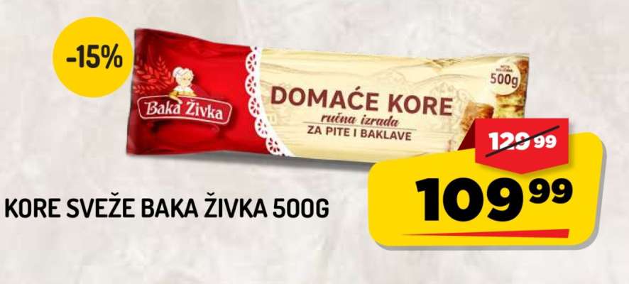 KORE SVEŽE BAKA ŽIVKA 500g