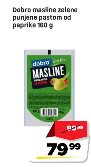 Dobro masline zelene punjene pastom od paprike 160 g