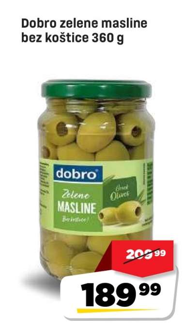 Dobro zelene masline bez koštice 360 g
