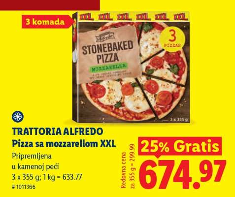 Trattoria Alfredo Pizza sa mozzarellom XXL