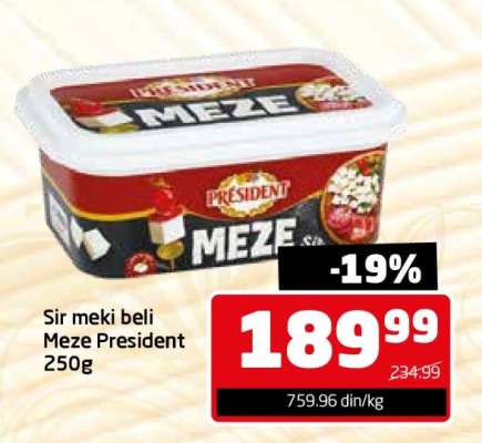 Sir meki beli Meze President 250g