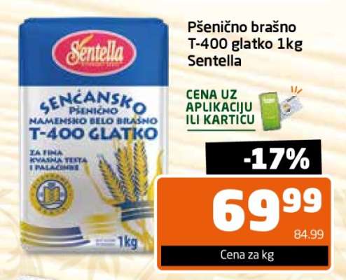 Pšenično brašno T-400 glatko 1kg Sentella