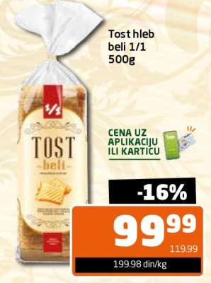 Tost hleb beli 1/1 500g