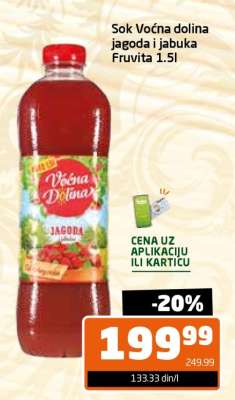Sok Voćna dolina jagoda i jabuka Fruvita 1.5l