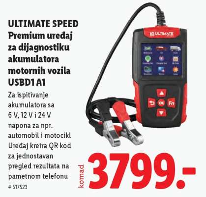 ULTIMATE SPEED Premium uređaj za dijagnostiku akumulatora motornih vozila USBD1 A1
