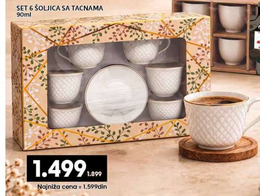SET 6 ŠOLJICA SA TACNAMA