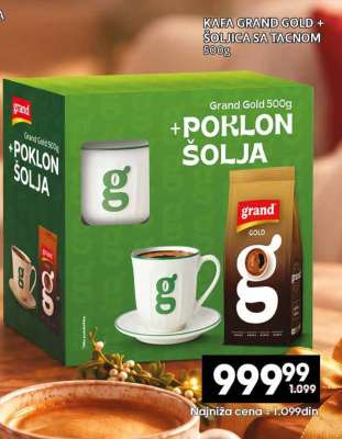 KAFA GRAND GOLD + ŠOLJICA SA TACNOM