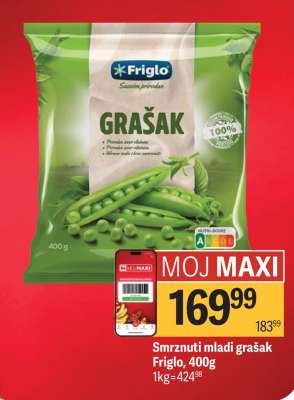 Smrznuti mladi grašak Friglo, 400g