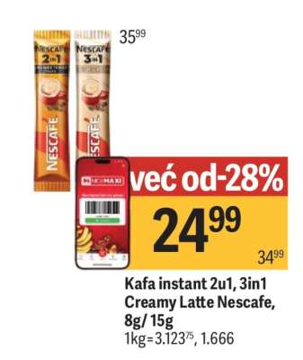 Kafa instant 2u1, 3in1 Creamy Latte Nescafe, 8g/15g