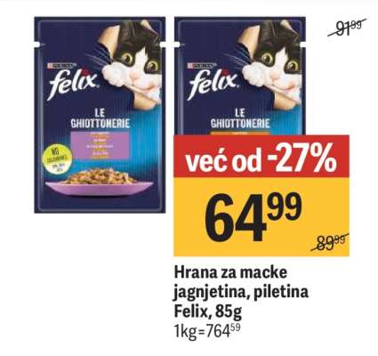 Hrana za macke jagnjetina, piletina Felix, 85g