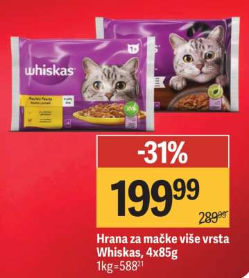 Hrana za mačke više vrsta Whiskas, 4x85g