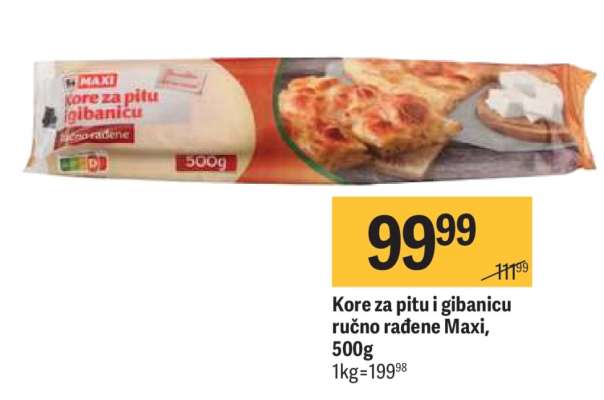 Kore za pitu i gibanicu ručno rađene, Maxi 500g