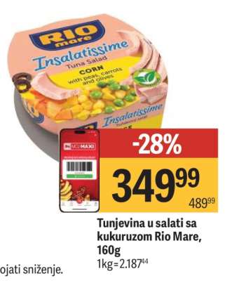 Tunjevina u salati sa kukuruzom Rio Mare 160g