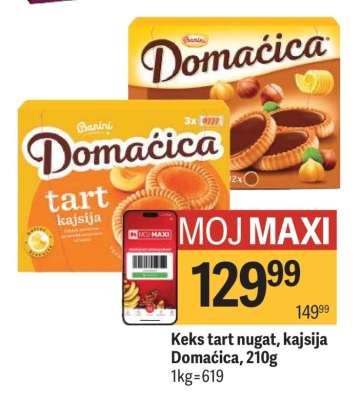 Keks tart nugat, kajsija Domaćica, 210g