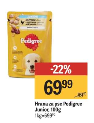 Hrana za pse Pedigree Junior, 100g