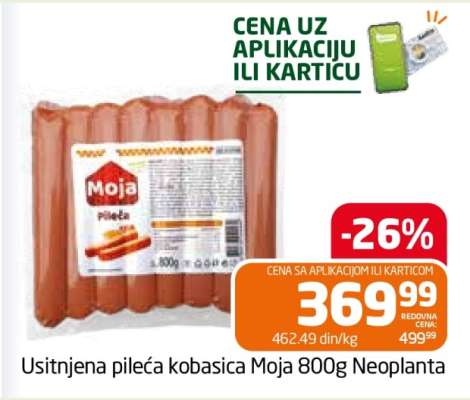 Usitnjena pileća kobasica Moja 800g Neoplanta
