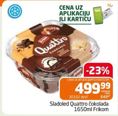 Sladoled Quattro čokolada 1650ml Frikom