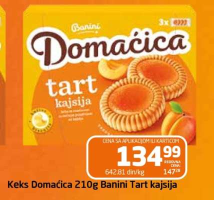 Keks Domaćica 210g Banini Tart kajsija