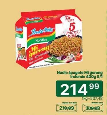 Nudle špagete Mi goreng Indomie 400g 5/1