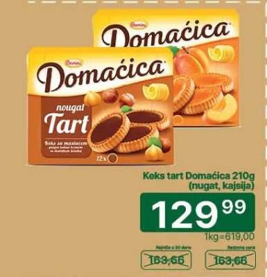Keks tart Domaćica 210g (nugat, kajsija)