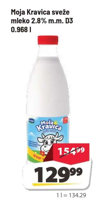 Moja Kravica sveže mleko 2.8% m.m. D3