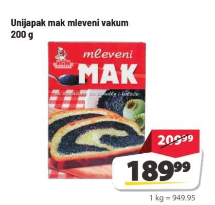 Unijapak mak mleveni vakum 200 g