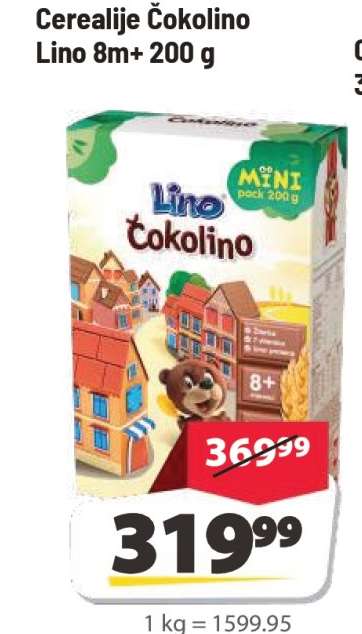 Cereálije Čokolino Lino 8m+ 200 g