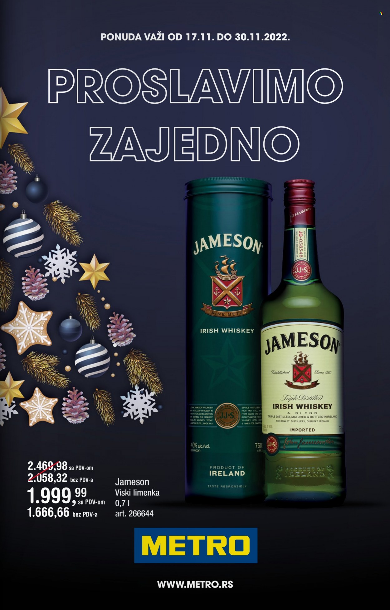 Metro katalog - 17.11.2022 - 30.11.2022 - Proizvodi na akciji - alkohol, Jameson, whisky. Stranica 1.